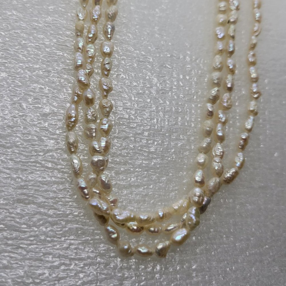 Fresh Water Pearl Necklace Three Strands NK_WT0004